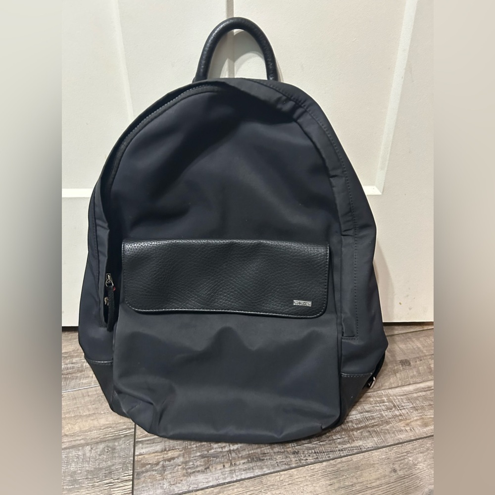 CALVIN KLEIN Backpack - BLACK Nylon With Pebble leather Trim unisex